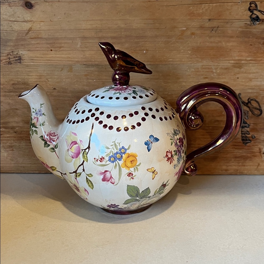 Mackenzie-Childs floral teapot